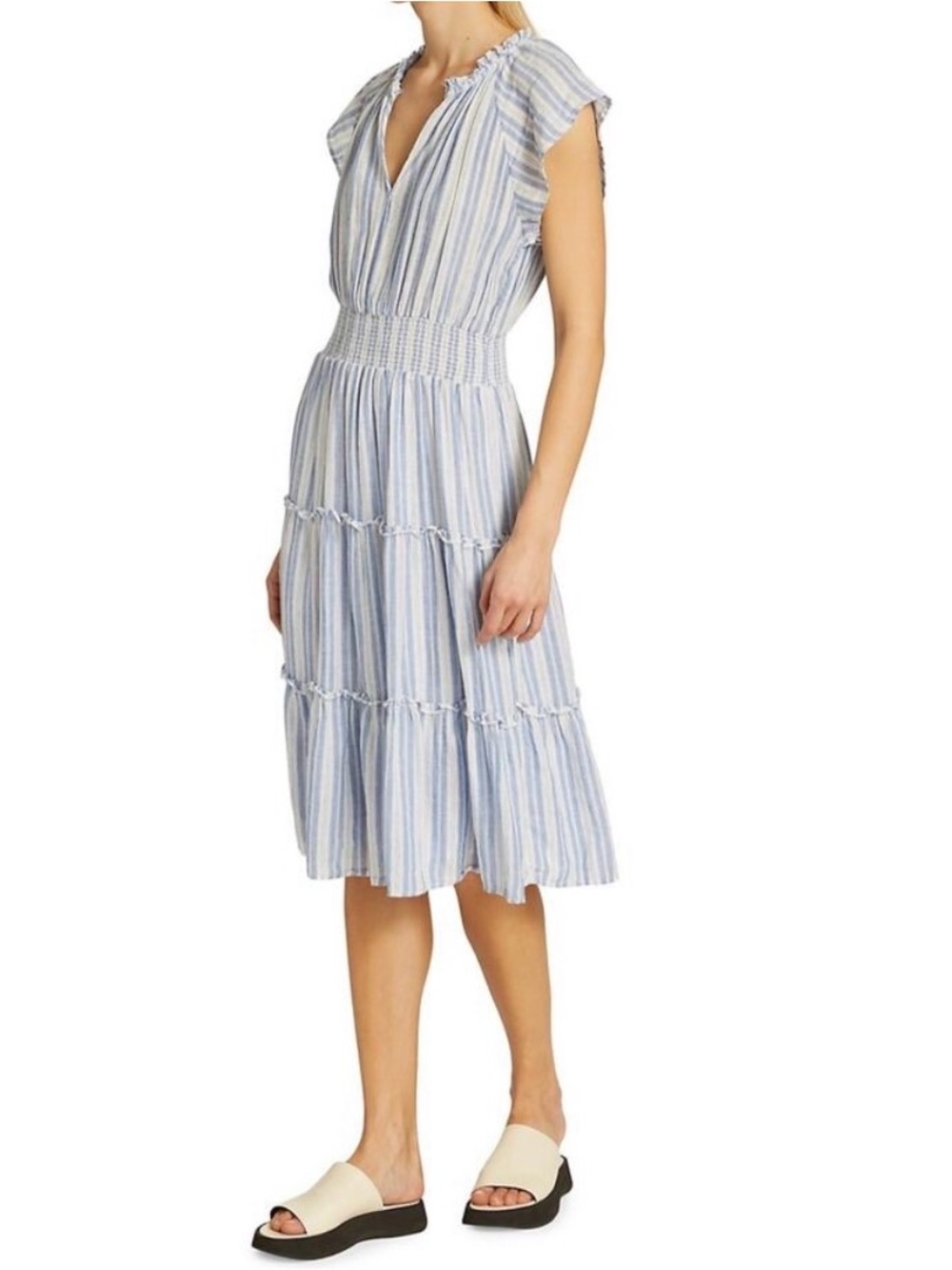 Rails Amelia New Haven Stripe Smocked-Waist Midi Dress